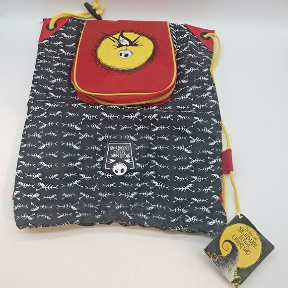 NEW Disney Nightmare Before Christmas Jack Pull String Bag Zip Pocket Backpack - Picture 4 of 9